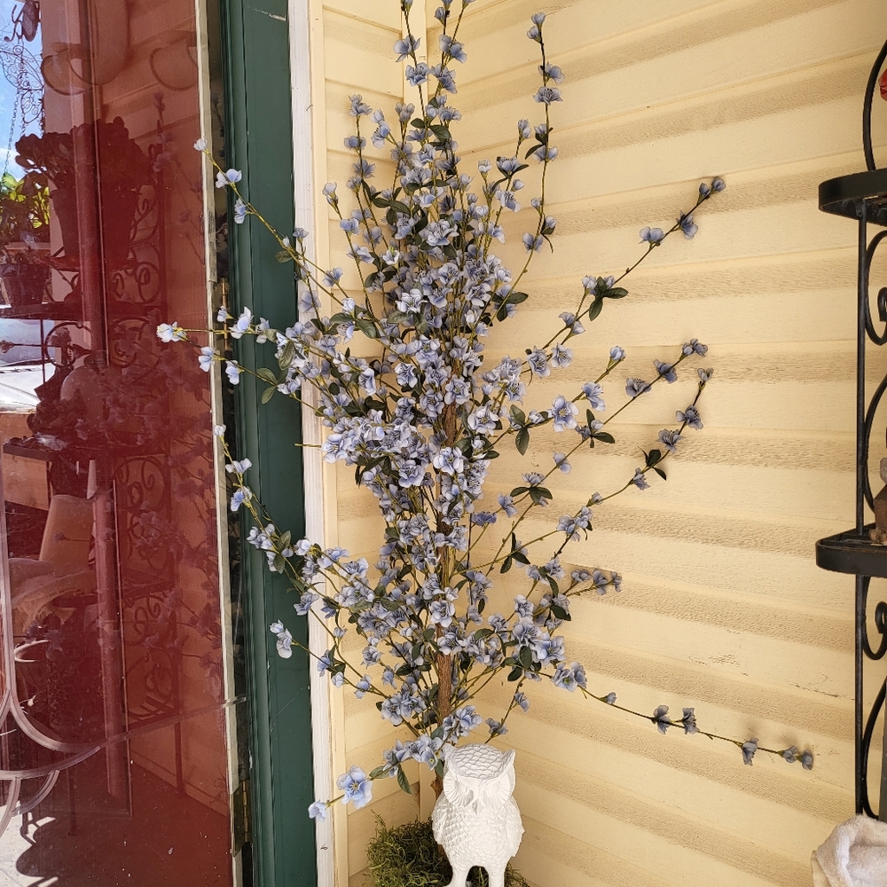 Blue silk Japanese blossom tree.